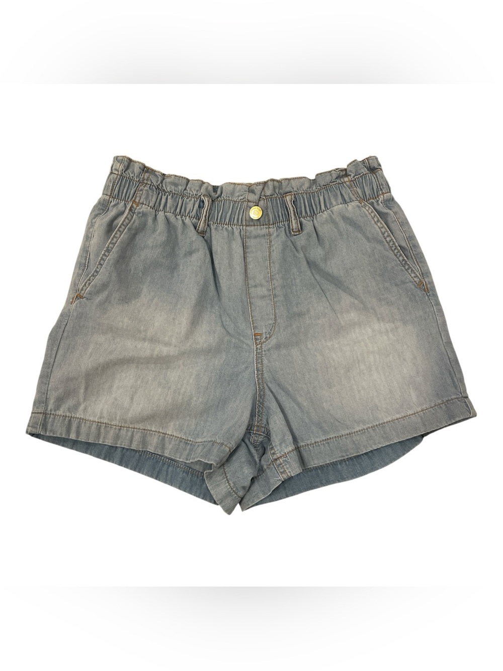 Crown & Ivy Women’s Blue Denim Shorts Size 10 With Elastic Waistband